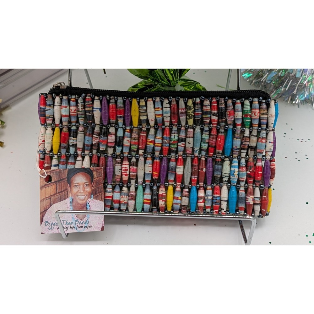 Bolsa Nova X Bigger Than Beads Multicolor Beaded Clutch Hand Made Bag NWT $99